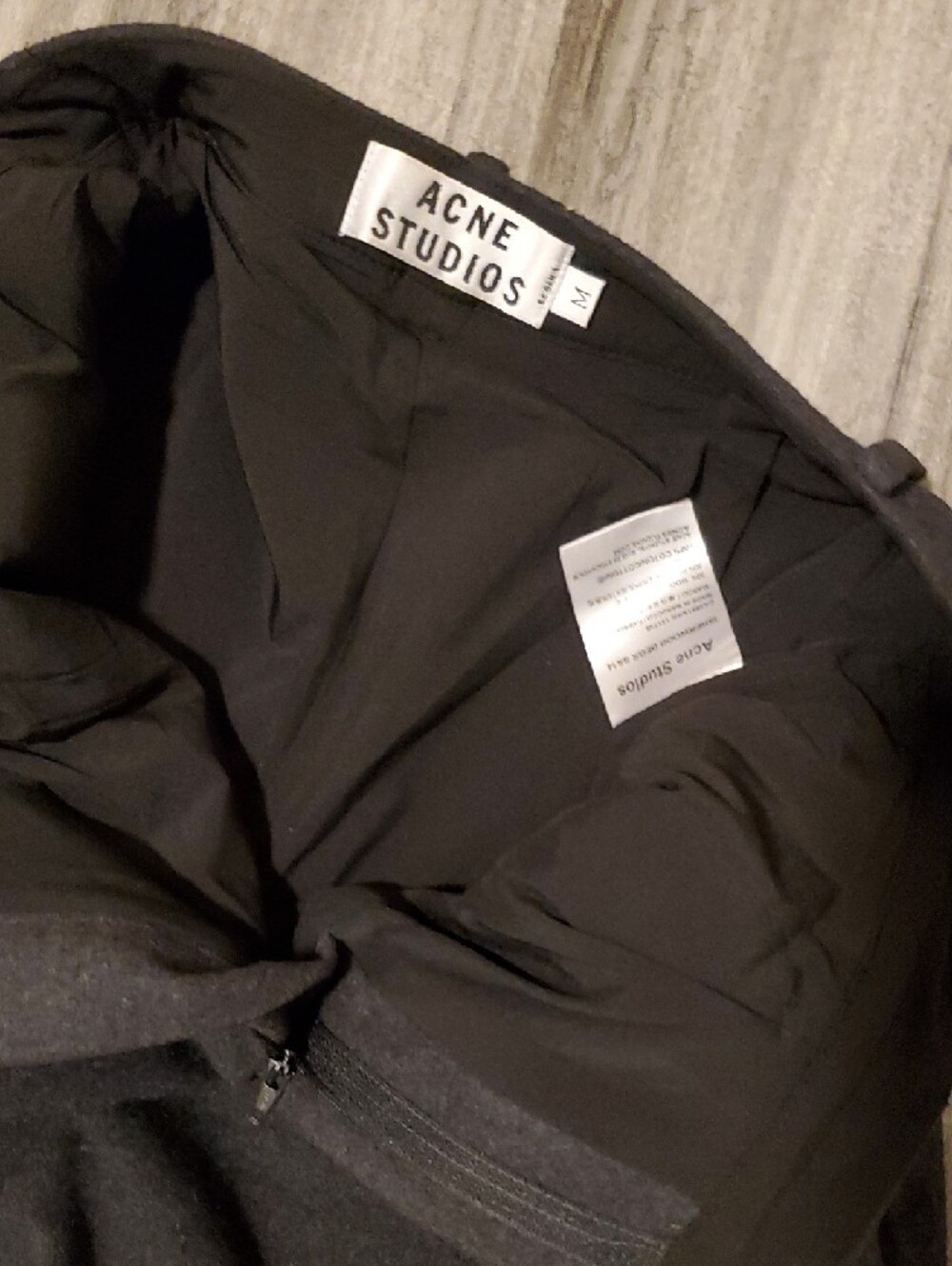 Acne Black Wool-Blend Trousers Rolled Hem Cropped Unisex Avant Garde Archival - Picture 7 of 8